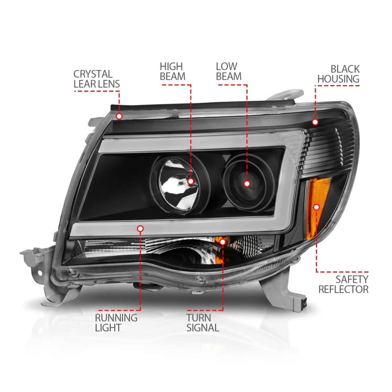 05-09 Tacoma ANZO (111517) Projector Light Bar Style Headlights w/C Light Bar