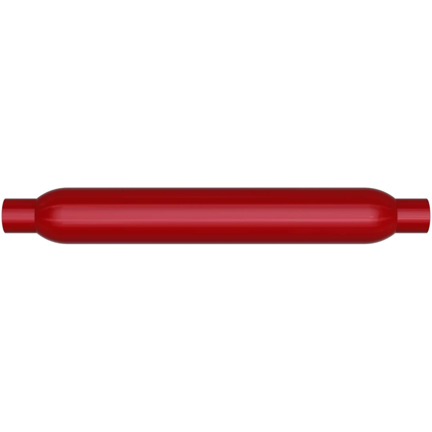 Performance MagnaFlow Exhaust Muffler 13156: 2.5"/2.5" Inlet/Outlet, 3.5x3.5x26" Round, Aluminized Steel, Red Coated Finish