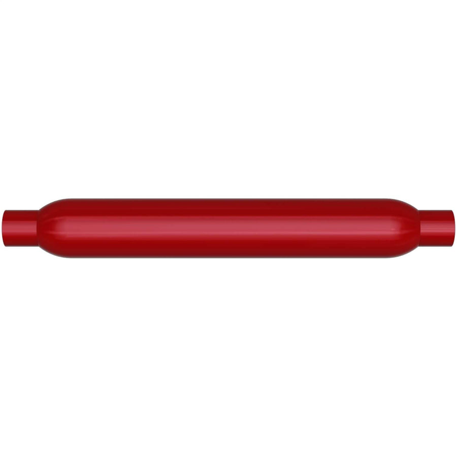 Performance MagnaFlow Exhaust Muffler 13156: 2.5"/2.5" Inlet/Outlet, 3.5x3.5x26" Round, Aluminized Steel, Red Coated Finish