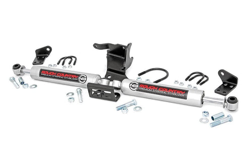 Rough Country Dual N3 Steering Stabilizer for Jeep Wrangler JL & Gladiator JT (2018-2025) with 2.5-8" Lift - Enhanced Control & Reduced Vibration, Easy Install