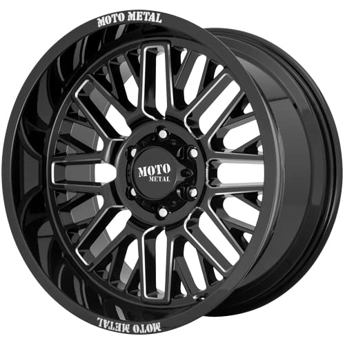 Moto Metal MO802 Wheel Gloss Black Milled with Aluminum (20 x 10. inches /5 x 127 mm, -18 mm Offset)
