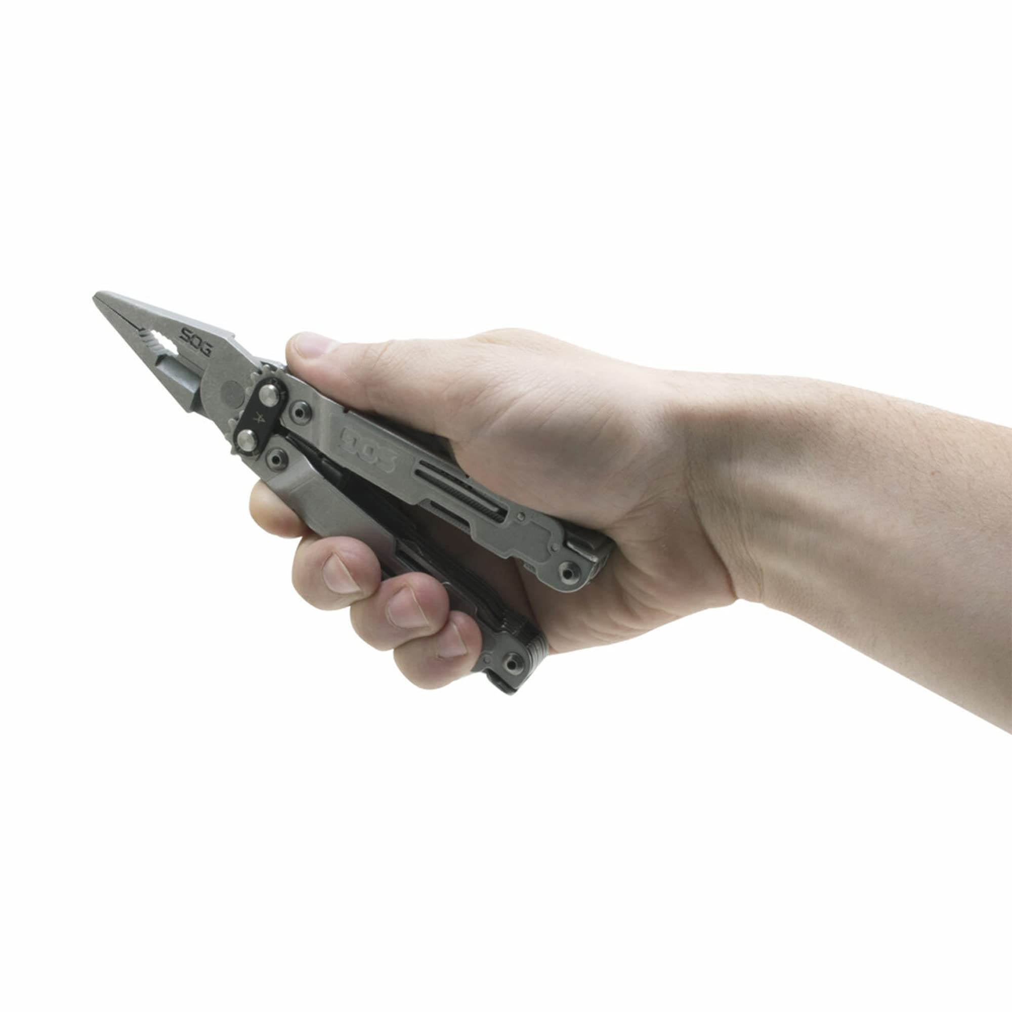 SOG Deluxe PowerAccess All-Around Heavy Duty Stainless Steel Multi-Tool w/Nylon Sheath, Two Knife Blades, Can & Bottle Opener, Stone Wash