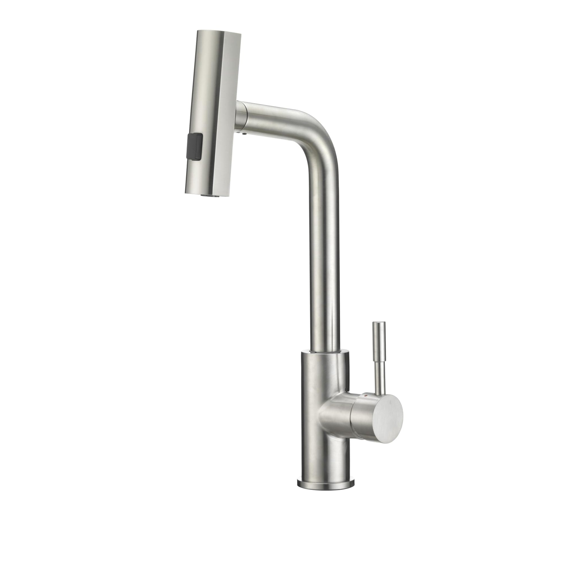 Dura Faucet Rainfall (DF-MK511X-SN) RV Kitchen Faucet – Satin Nickel, Dual-Mode Rotating Spray Head (Wide Waterfall & Stream), Single Lever Handle, Lead-Free, Easy Install Compact Sink Faucet