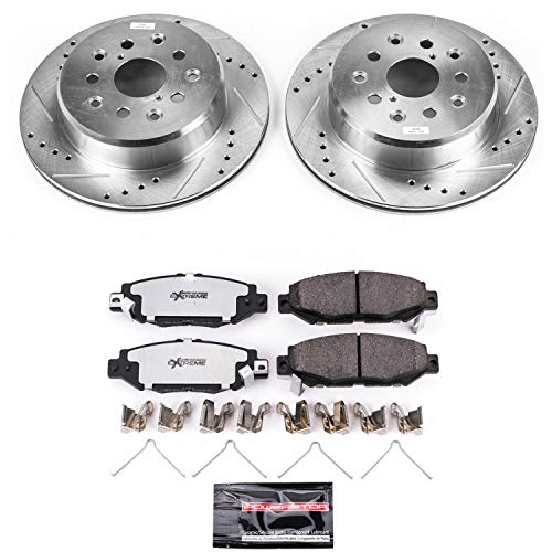 Power Stop K1080-26 Z26 Carbon Fiber Brake Pads Rear with Drilled & Slotted Brake Rotors Kit For Lexus GS300 1993-1997, Toyota Supra 1993-1998 [Model Specific]