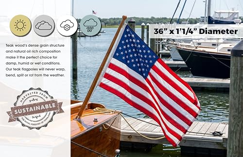 60754 Whitecap Teak Flag Pole - 36"