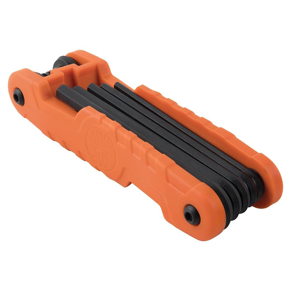 Klein Tools Compact Folding Hex Key Set 70540M, 8-Key Metric sizes 1.5mm to 8mm, Industrial Strength Heat Treated Alloy Steel