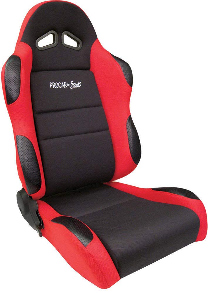 Black Velour ProCar by Scat 80-1606-64R Inside, Red Velour Wings Bolsters Racing Sportsman Recliner Right Seat