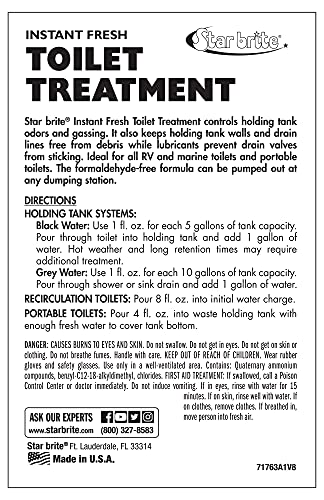 Instant Fresh STAR BRITE Toilet Treatment - Pine Scent, Odor & Waste Control, 8oz 6 Pack (071763)