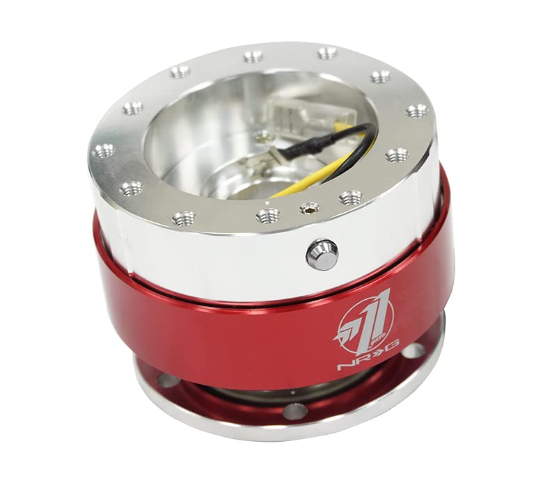 NRG Innovations 6-Holes Gen 1.5 Racing Steering Wheel Quick Release Adapter With Mounting Bolts, Red Ring, NRG-SRK-100RD