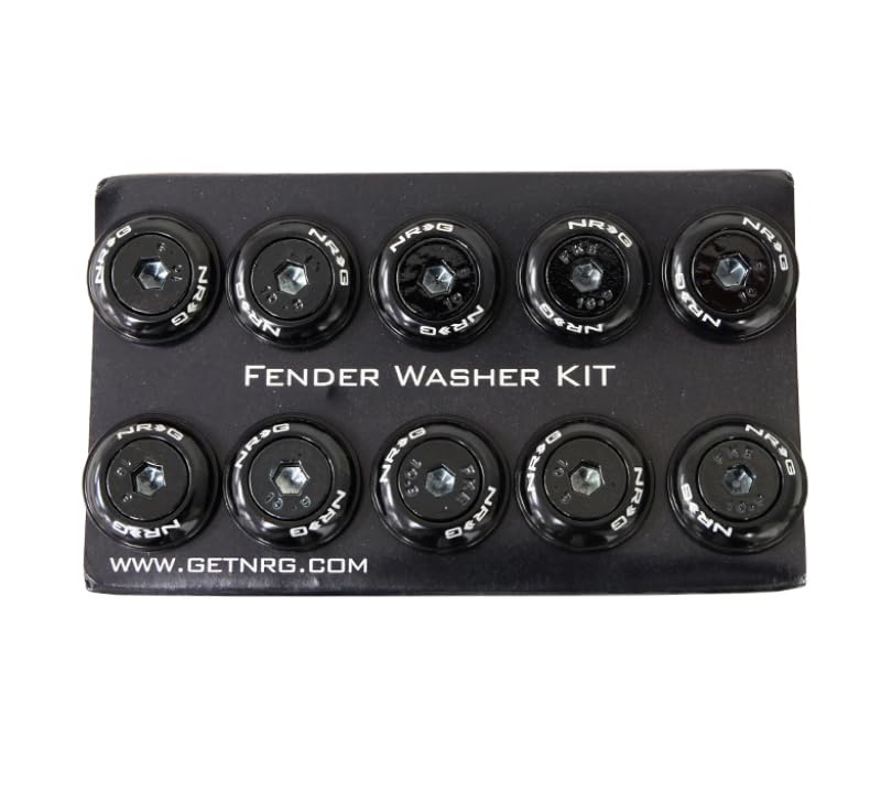 Fender Washer Kit NRG w/Color Matched M6 Bolt Rivets For Plastic (Black) - Set of 10