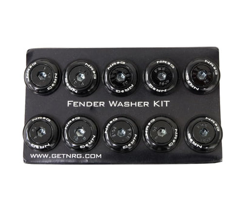 Fender Washer Kit NRG w/Color Matched M6 Bolt Rivets For Plastic (Black) - Set of 10