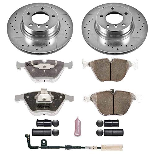 Z26 Carbon Fiber Brake Pads Power Stop K5280-26 Kit with Drilled & Slotted Brake Rotors For BMW 525i 2006-2007 [Model Specific]