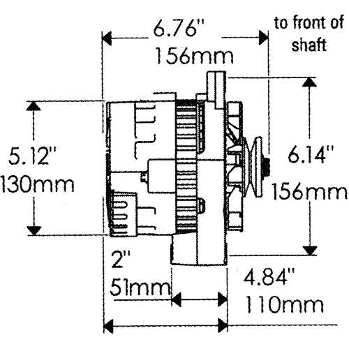 Alt GM CS130 Powermaster Polish 105A 1V Pulley Str MTG 6.14" Side BAT Post 1-Wire or OE Hookup