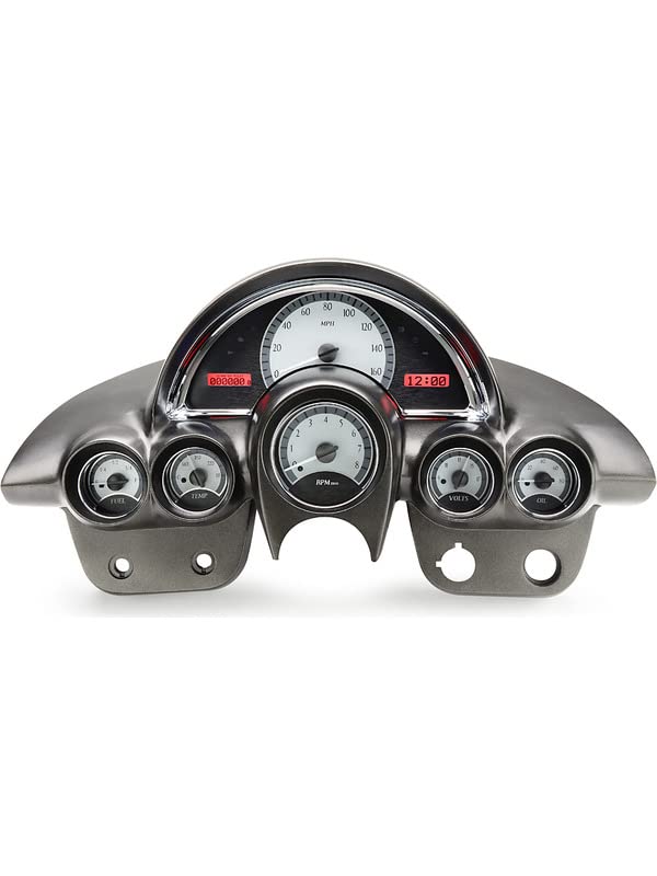 Dakota Digital VHX-58C-VET-S-R 58-62 Chevy Corvette Analog Dash Gauge System Silver Alloy Red