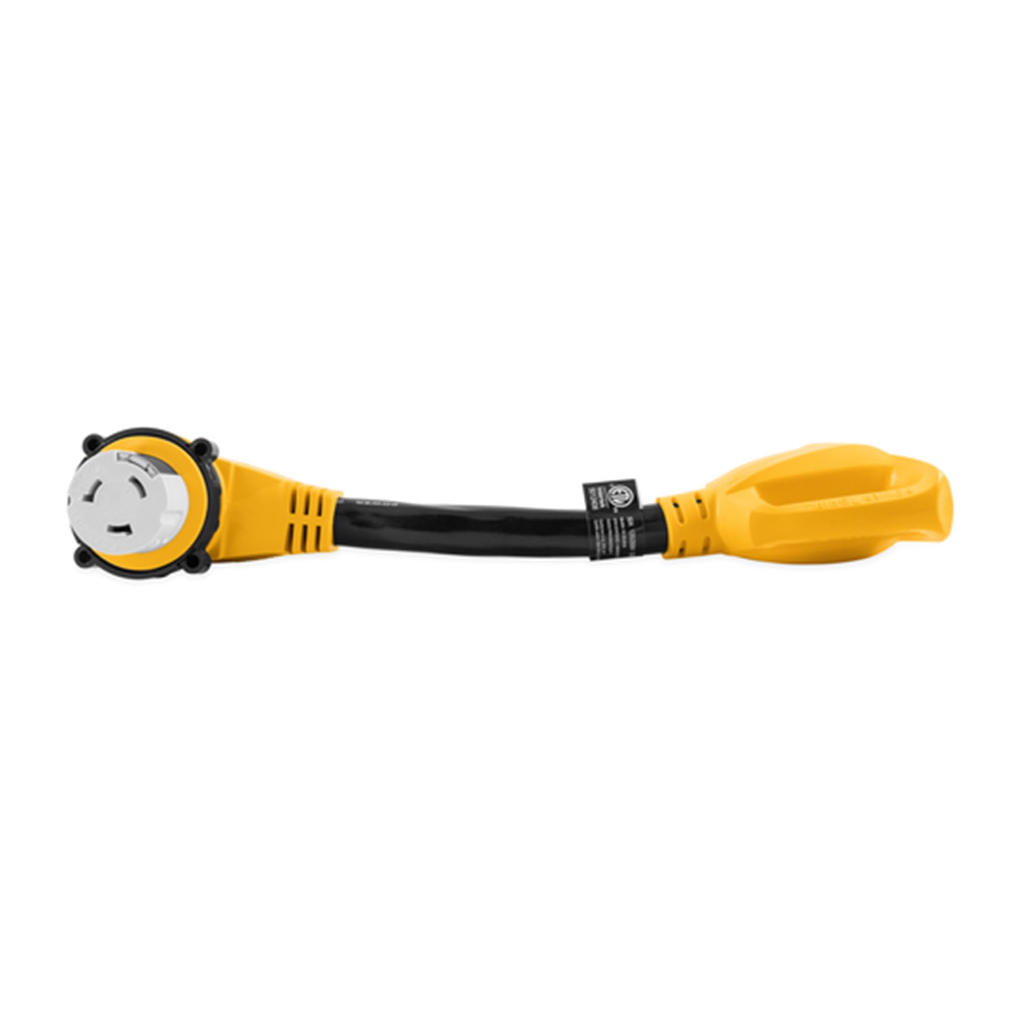 Camco - 21052 PowerGrip Heavy Duty Locking Female Adapter with Innovative 90 Degree Bend Design - 50 AMP Standard Male / 50 AMP 18" (55562)