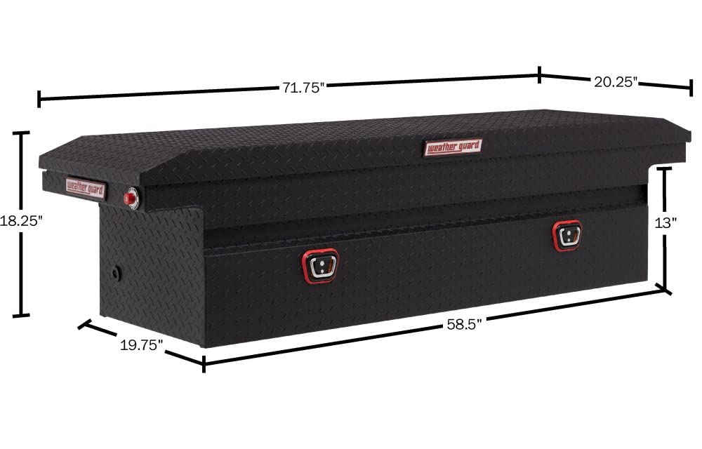 Weather Guard Low Profile Saddle Truck Tool Box Aluminum Textured Matte Black 10.2 Cu Ft