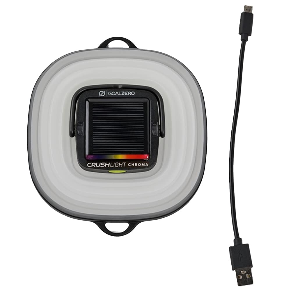 Goal Zero Crush Light Chroma Lantern 3 White Plus Multicolour Fade Plus Solar Lantern 6 Colour Modes Turn Campsite Into A Party Built-in Solar Panel Or Charge from Any USB Port,Black