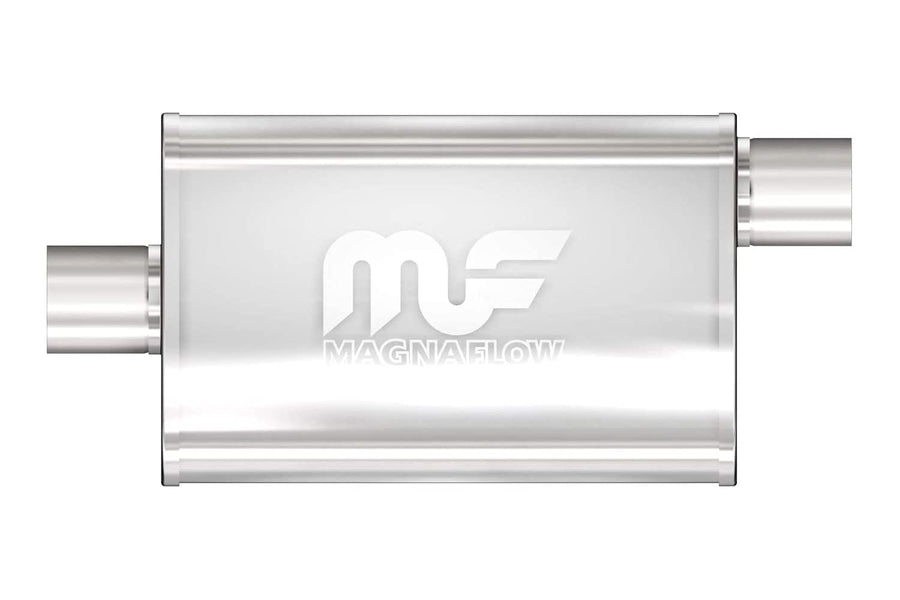 MagnaFlow Exhaust Performance Muffler 11229: 3"/3" Inlet/Outlet, 4x9x14" Oval, Stainless Steel, Satin Finish