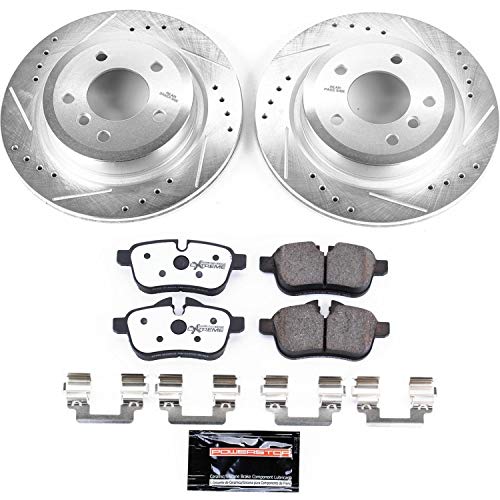 Power Stop K6583-26 Brake Pads Rear Z26 Carbon Fiber with Drilled & Slotted Brake Rotors Kit For BMW Z4 2009-2010 [Model Specific]