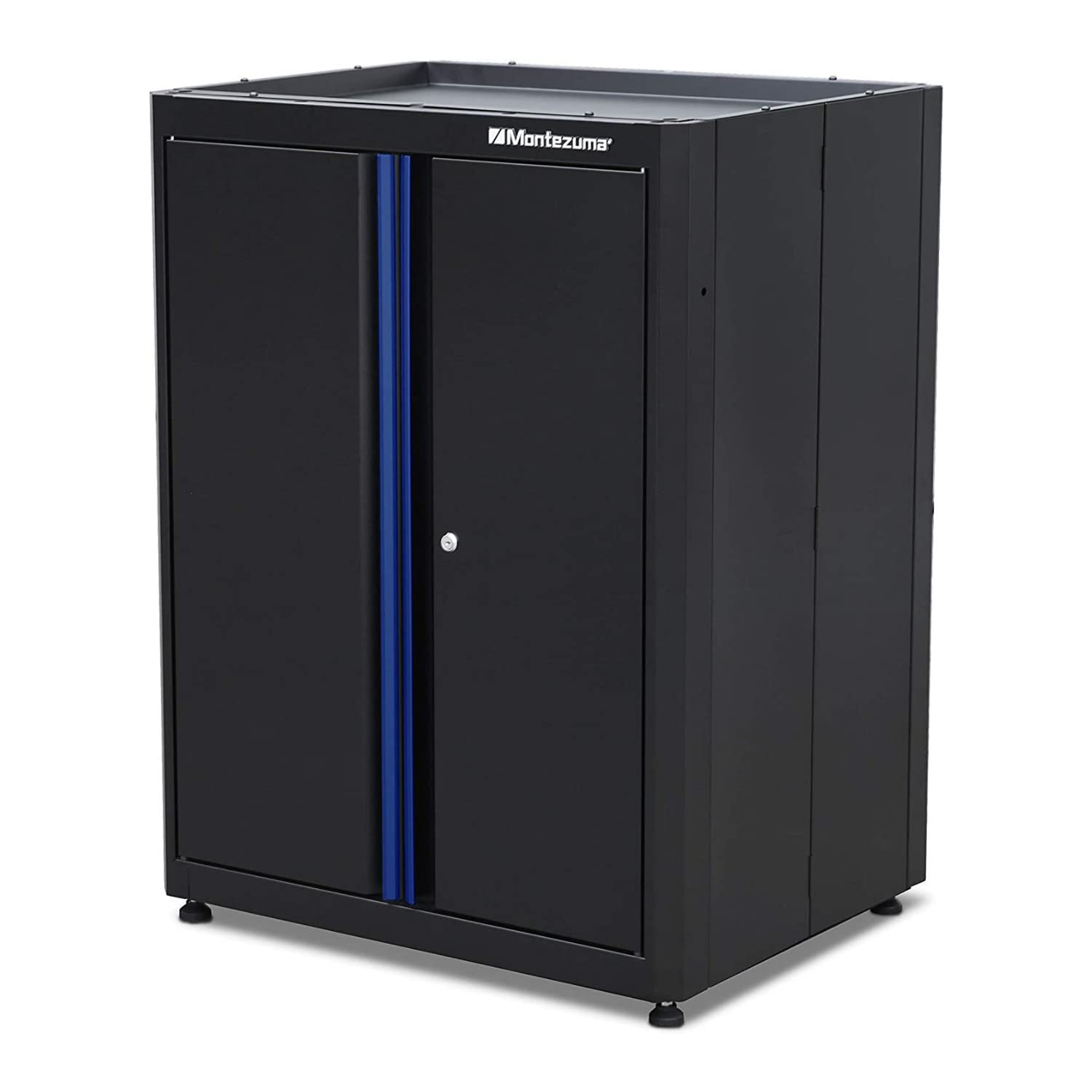 Garage Tool Storage System Montezuma - 30.5 x 24 Locking 2 Door Stacking Base Cabinet with Magnetic Latches & Black Powder Coat Finish - BKMG3024STBC