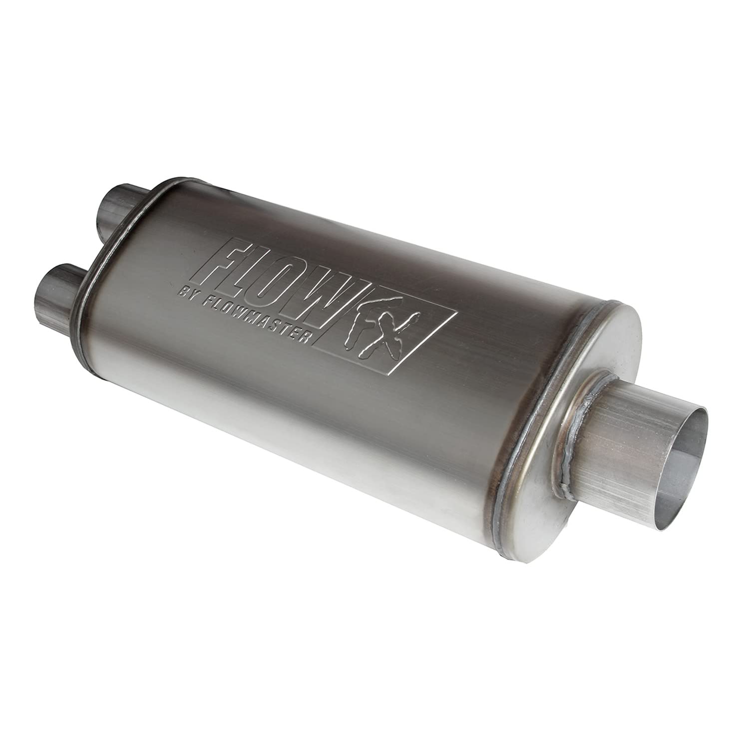 Flowmaster FlowFX Muffler 3.5" Center Inlet/2.5" Dual Outlet - Moderate Sound 409 Stainless Steel 72587