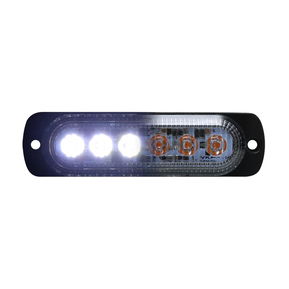 Race Sport 6-LED RS70016W-A Ultra Slim Flush Mount 19-Flash Pattern Marker Strobe Light (White/Amber)