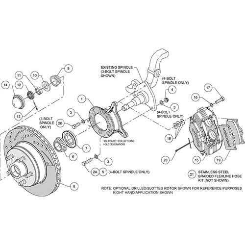 Wilwood Brake System, Dynalite Classic Series, Front, 4 Piston Caliper, 11.30 in Solid Rotor, Offset, Aluminum, Gray, Various Ford 1965-70, Kit
