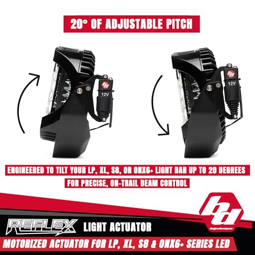 Baja Designs Reflex Light Actuator Kit for XL Pro, 80, Sport, Racer Series LED Light Pods - Motorized Pitch Adjustment Up to 20°, Low-Profile Bolt-On Mount, Waterproof Construction (Single Actuator)