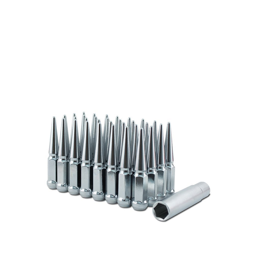 Lugz Metal 7006K8 Spiked Chrome 14x2.0 Thread 4.4" Overall Length kit Contains 32 Lugs & 1 Key