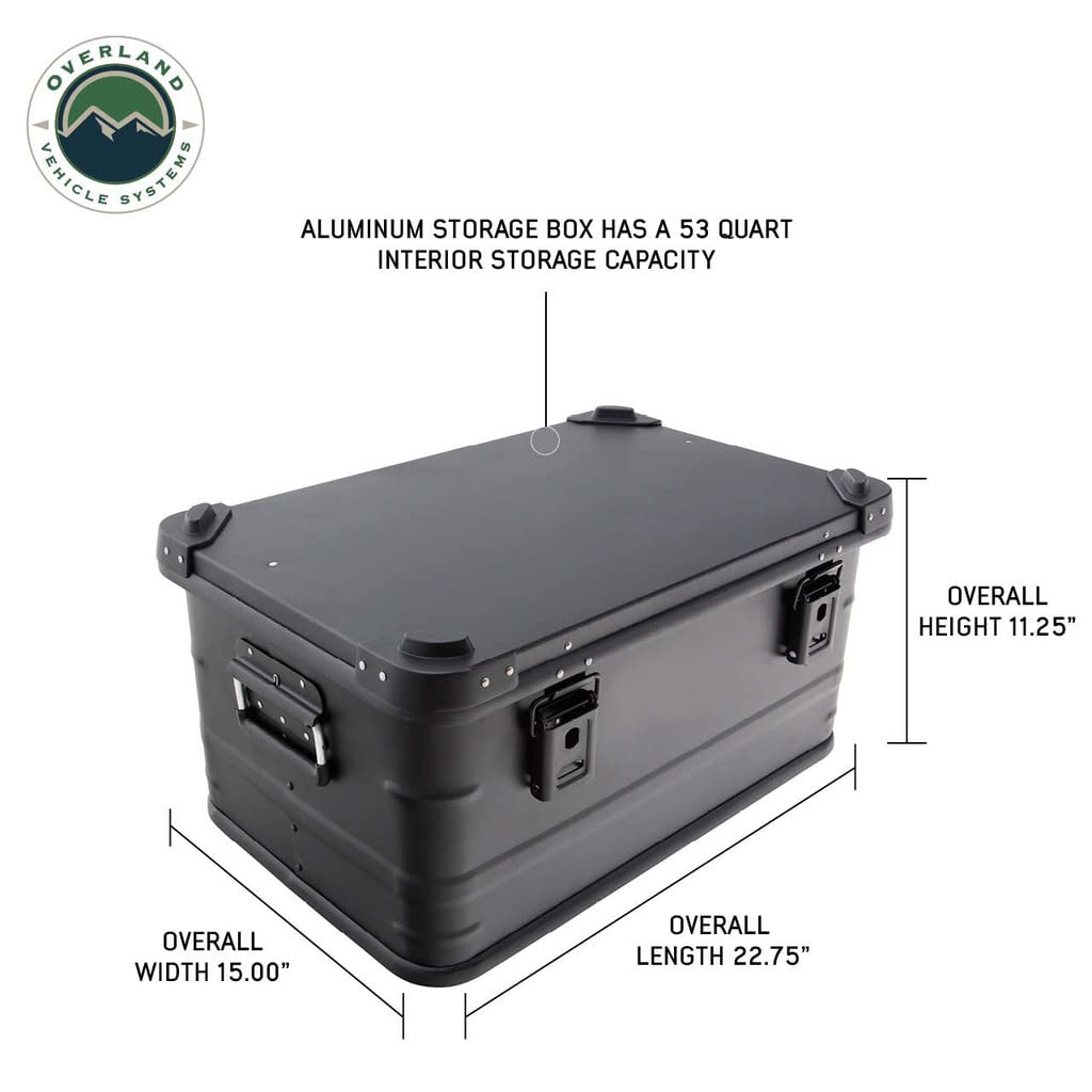 Vehicle Systems Overland Aluminum Box Storage 53QT - Universal Purpose - Heavy Duty Foldable Handles - Heavy Duty Nylon Interior Straps - Boxes are Stackable