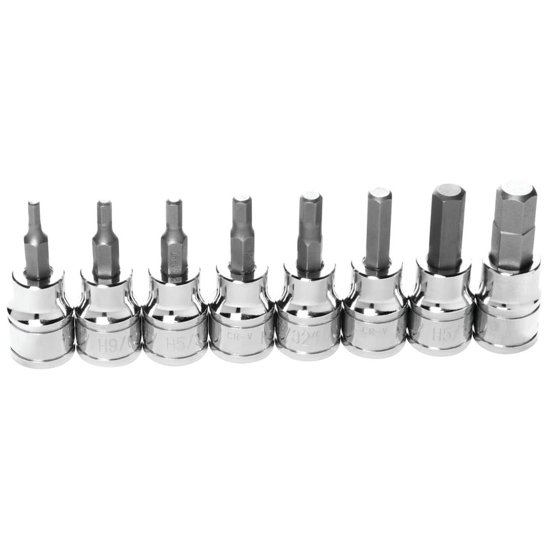 W38870 Performance Tool 8 Piece 3/8 Drive SAE Hex Bit Socket Set 1/8-Inch, 9/64-Inch, 5/32-Inch, 3/16-Inch, 7/32-Inch, 1/4-Inch, 5/16-Inch, 3/8, Black