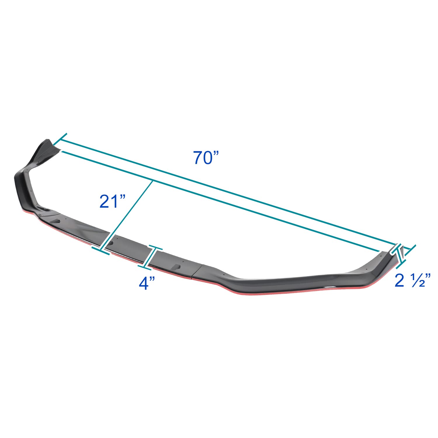 Spec-D Tuning Front Bumper Lip Spoiler Glossy Black Red Trim 3PC Compatible with 2014-2016 Lexus IS250 F-Sport