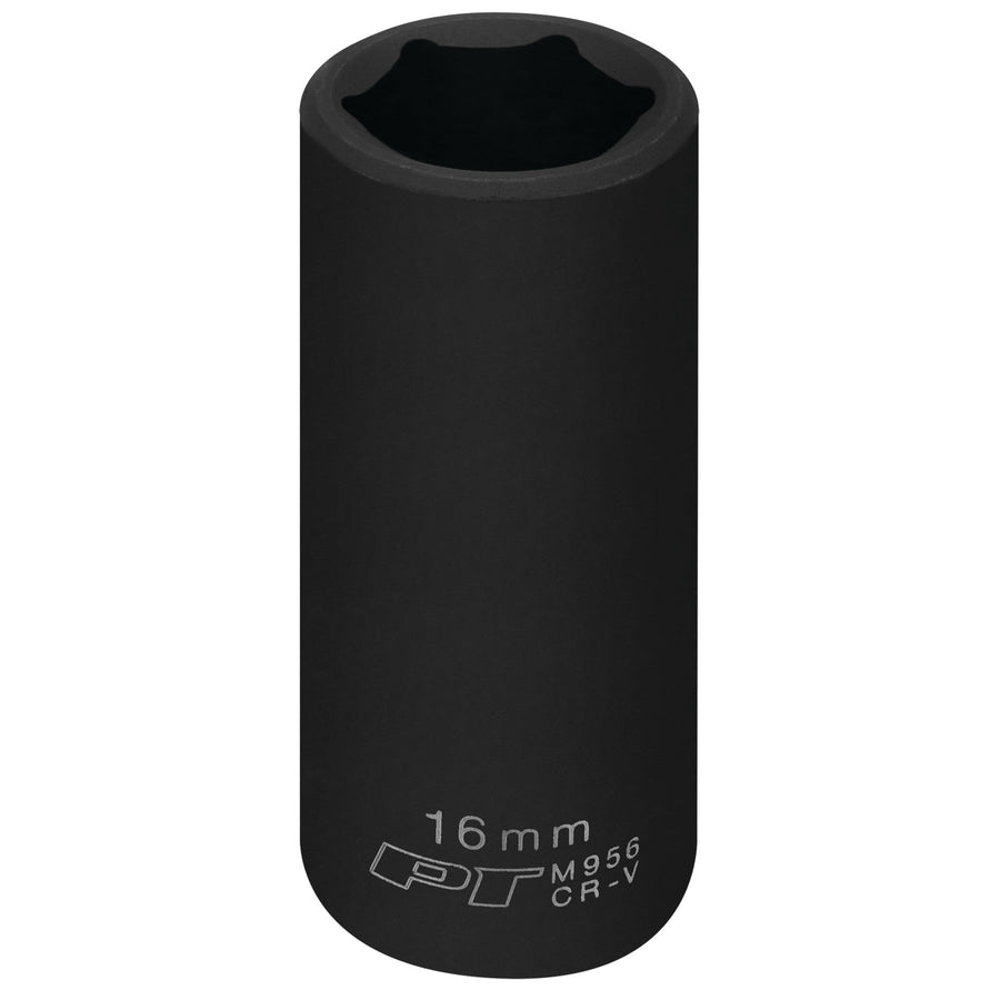 3/8-Inch Performance Tool M956 16mm Deep Wall Impact Socket - Heavy Duty Deep Well Socket for High Torque Applications and Long-Lasting Performance