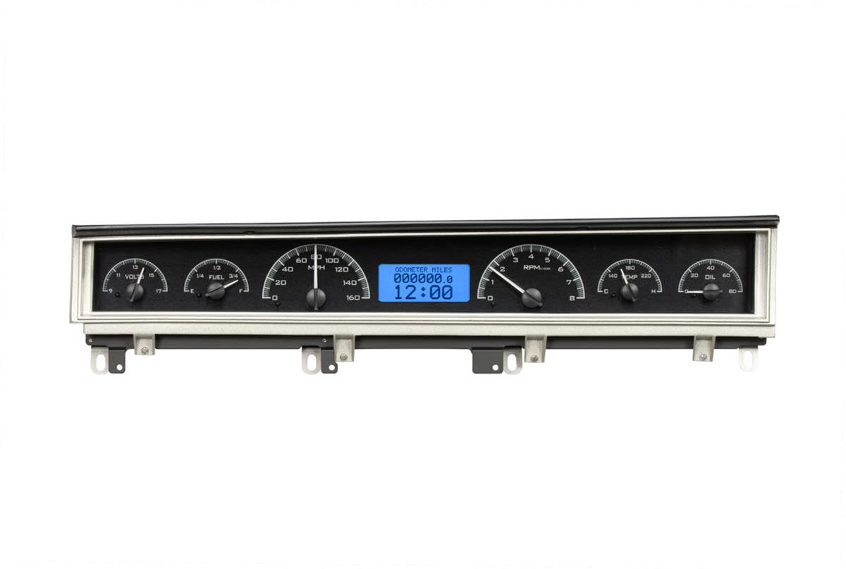 Dakota Digital VHX-68D-STD-K-B Gauge Instrument System Compatible with 1968-70 Mopar B-Body: Coronet, Belvedere, Satellite and Road Runner Black Alloy Blue Backlighting