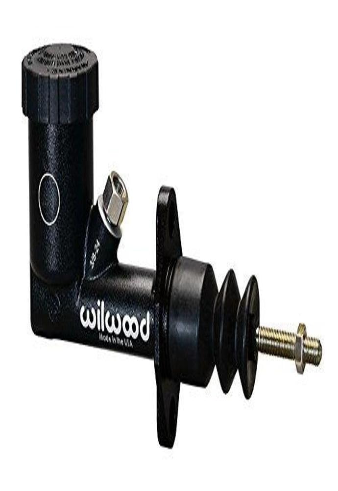 Wilwood GS Compact Master Cylinder, 0.625 in Bore, 1.25 in Stroke, Integral Reservoir, Aluminum, Black Paint, Kit