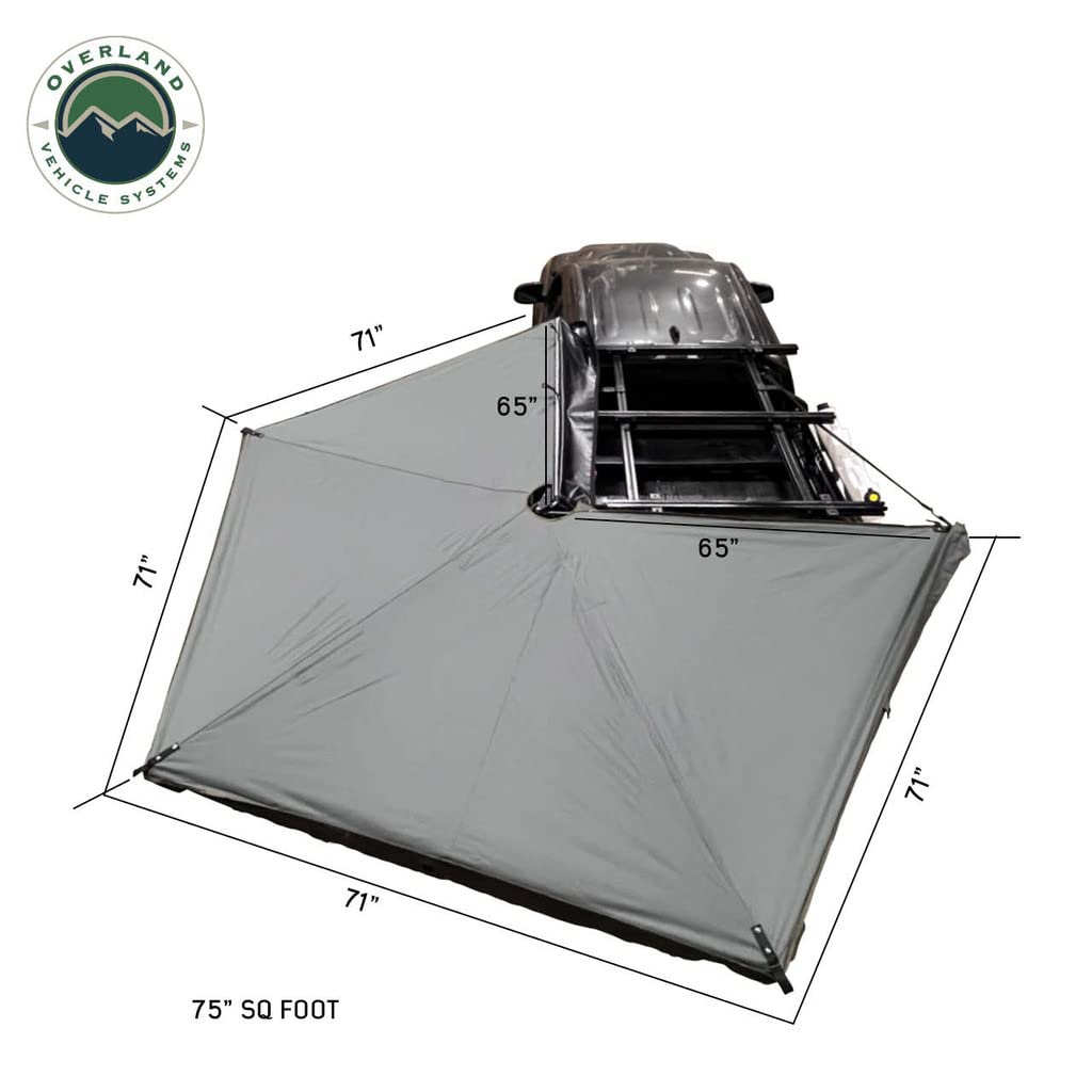 Overland Vehicle Systems Nomadic 270 LTE Drivers Side Awning | Dark Gray | Includes Black Travel Cover | 19679907