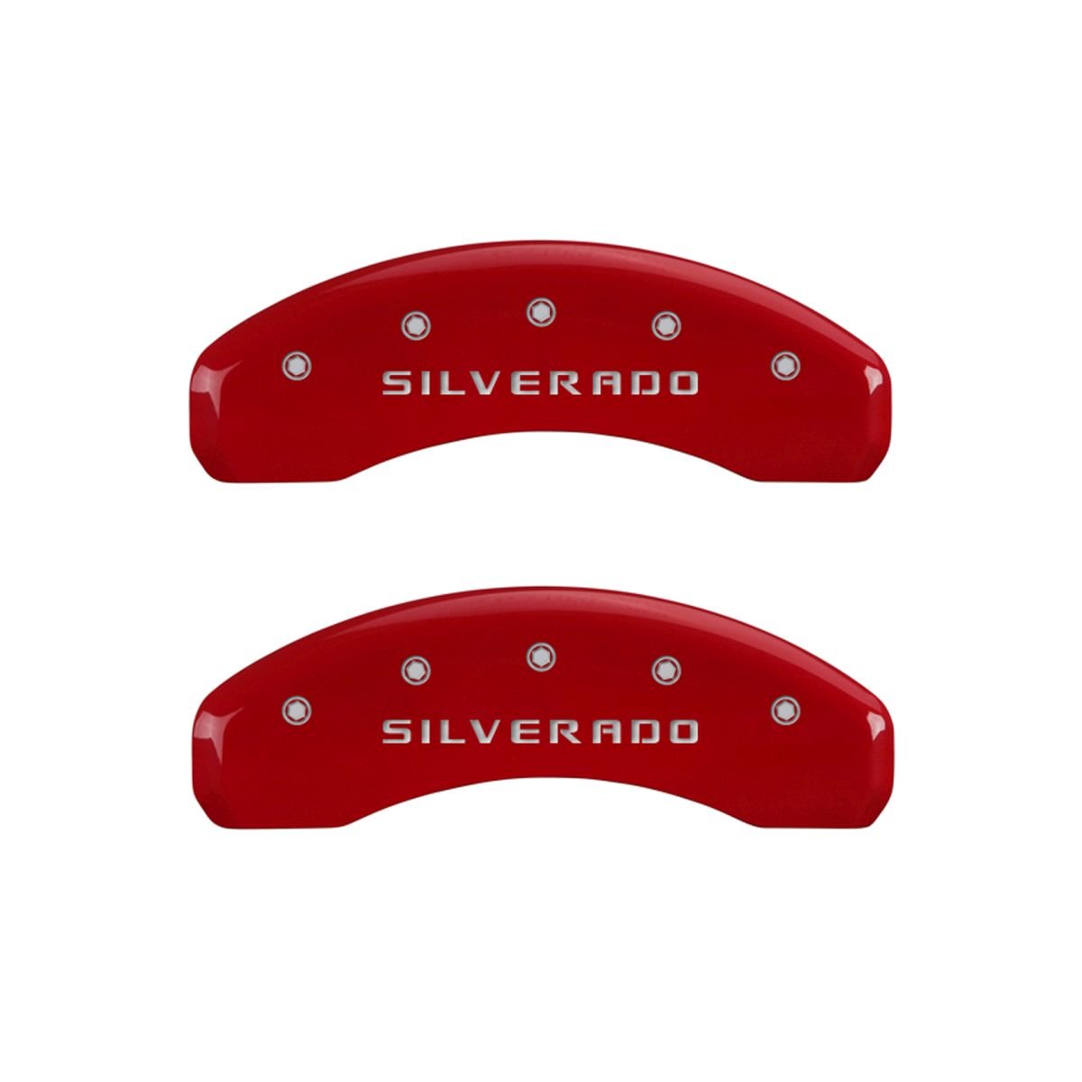 Silverado MGP Caliper Covers 14002SSILRD Red Caliper Covers - Engraved Front & Rear44; Set of 4