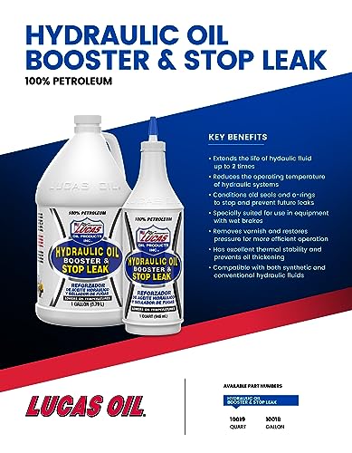 Hydraulic Oil Booster and Stop Leak Lucas Oil 10019 - 1 Quart, White, 32 Ounce