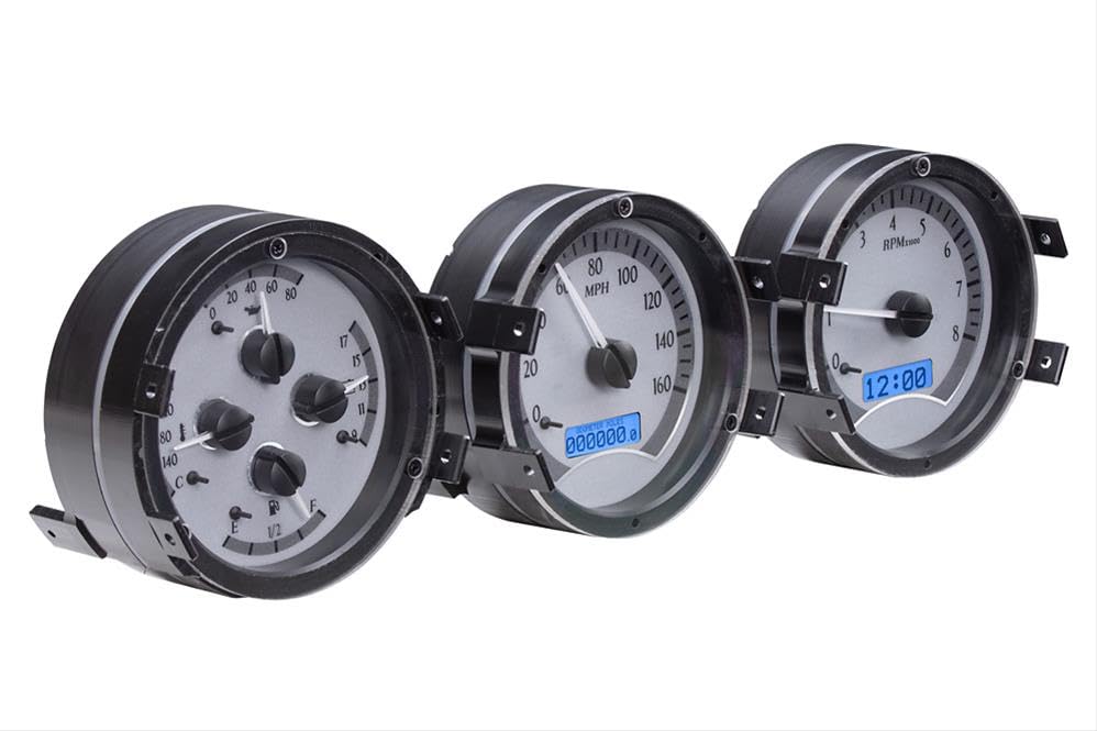 Dakota Digital VHX-68O-CUT-S-R Gauge System Analog Compatible with Oldsmobile 1968 Cutlass, F-85 and 444, Silver Alloy Style, Red Backlighting