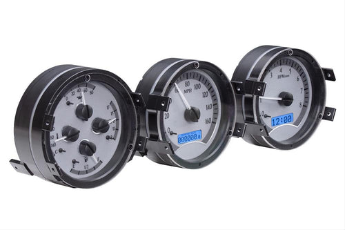 Dakota Digital VHX-68O-CUT-S-R Gauge System Analog Compatible with Oldsmobile 1968 Cutlass, F-85 and 444, Silver Alloy Style, Red Backlighting