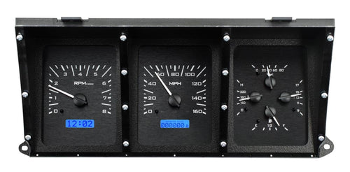 Dakota Digital VHX-73F-PU-K-B Analog Dash Gauge System Compatible with 1973-79 Ford Pickup Truck Black Alloy Blue Backlighting