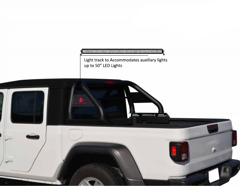 Black Horse Roll Bar Classic Black Includes 40" Led Light Bar Compatible with 2020-2024 Jeep Gladiator-RB09BK-KIT