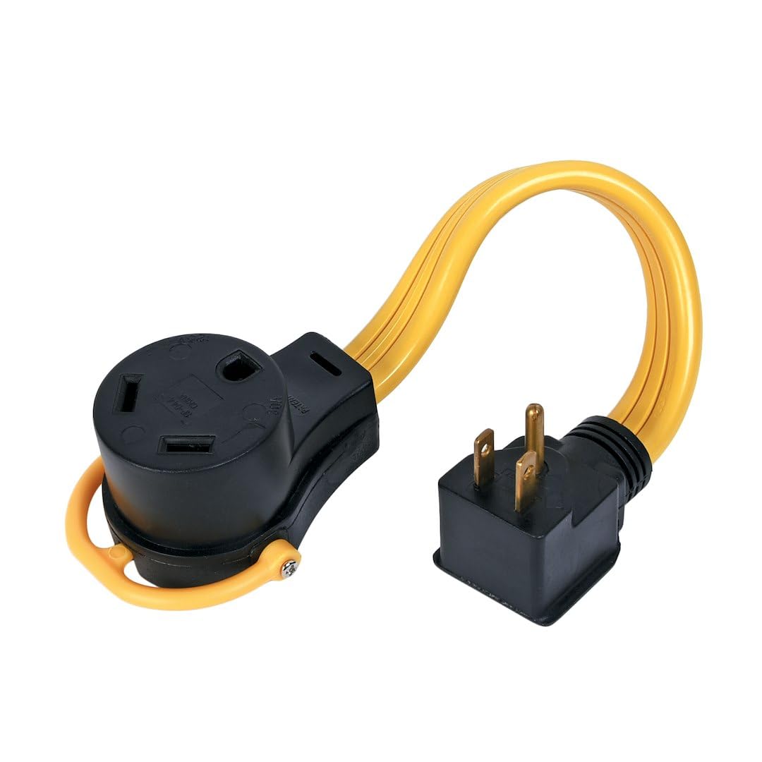 Generator Pigtail Power Cord Arcon 14366 30-Amp Female to 15-Amp Male 12-Inch Flat Wire