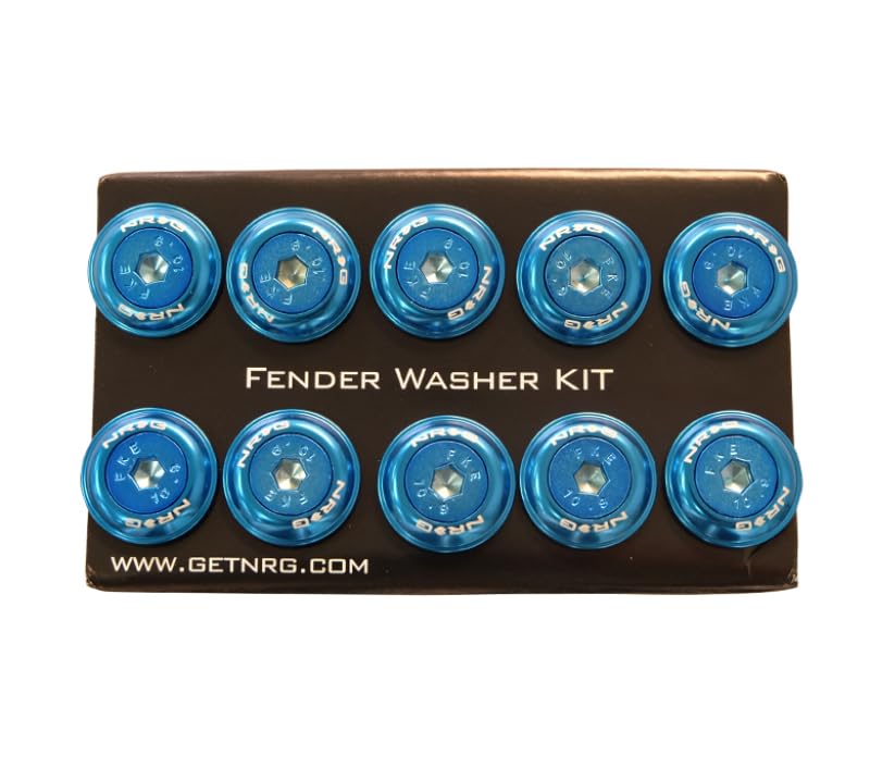 Plastic Blue Fender Washer Kit by NRG with Color-Matched M6 Bolt Rivets - Set of 10