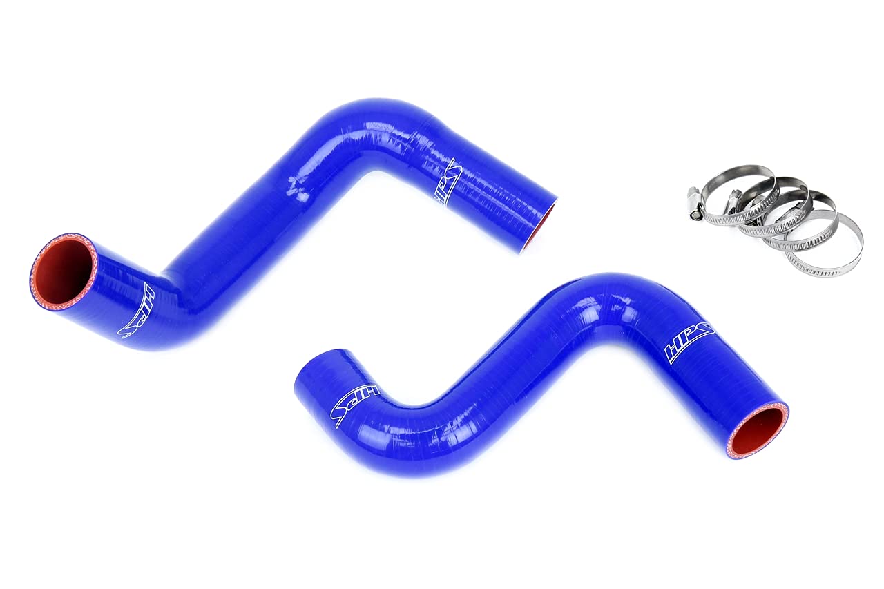 3-ply HPS Blue Reinforced Silicone Radiator Coolant Hose Kit Compatible for 1989-1998 Nissan 240SX with LS Swap (LS1 water pump, 8 o'clock thermostat, KA24DE radiator), 57-2057-BLUE