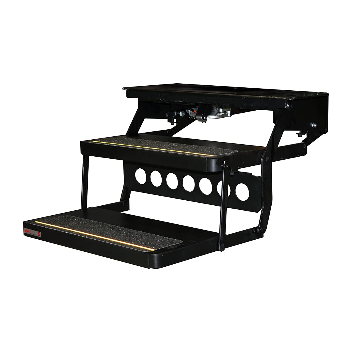 Lippert Double Tread Platinum Series Electric RV Steps — Automatically Extending RV Travel Trailer Steps — Heavy-Gauge Steel — 24" Wide Treading — Non-Slip Surace — 12V Motor — 372558