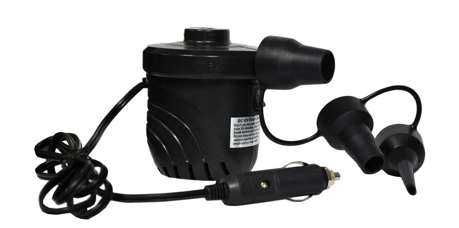 DC 12V RAVE Sports Electric Pump for Inflatable Tubes, Rafts, Floats, and other Inflated Products, Handy Use with Receptacle Plug for Boat, RV, or Car, 3 Standard Inflation Adaptors, Powerful Force
