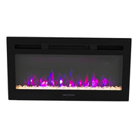 31" Greystone Black Glass Face W/Crystal Log Set Fireplace W/4 Colors
