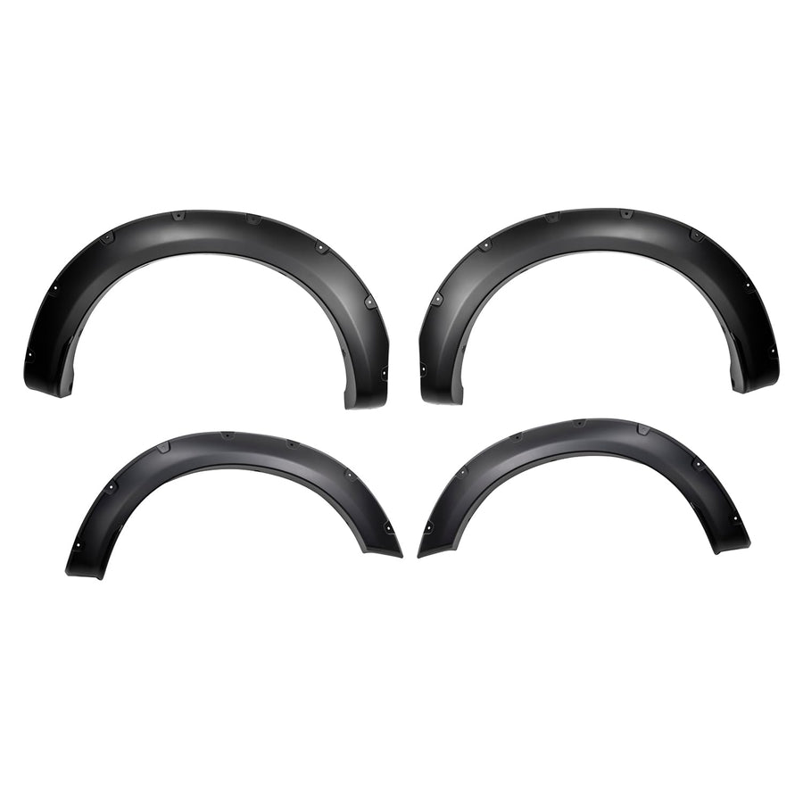 TrailFX Pocket Fender Flares Black Plastic Fenders Fits 2023-2025 Ford F-250 Super Duty 2" Tire Coverage Front and Rear 7" and 7.75" Flare Height Set of 4 with Rivets and Hardware TrailFX TFF3008S