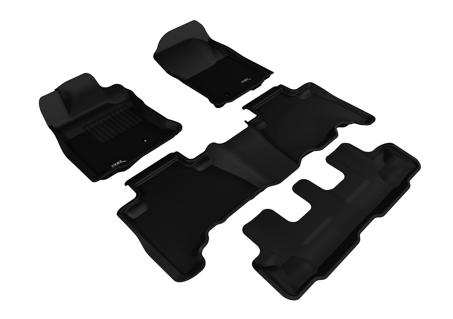 Complete Set 3D MAXpider Custom Fit All-Weather Floor Mat for Select Toyota 4Runner Models - Kagu Rubber (Black)